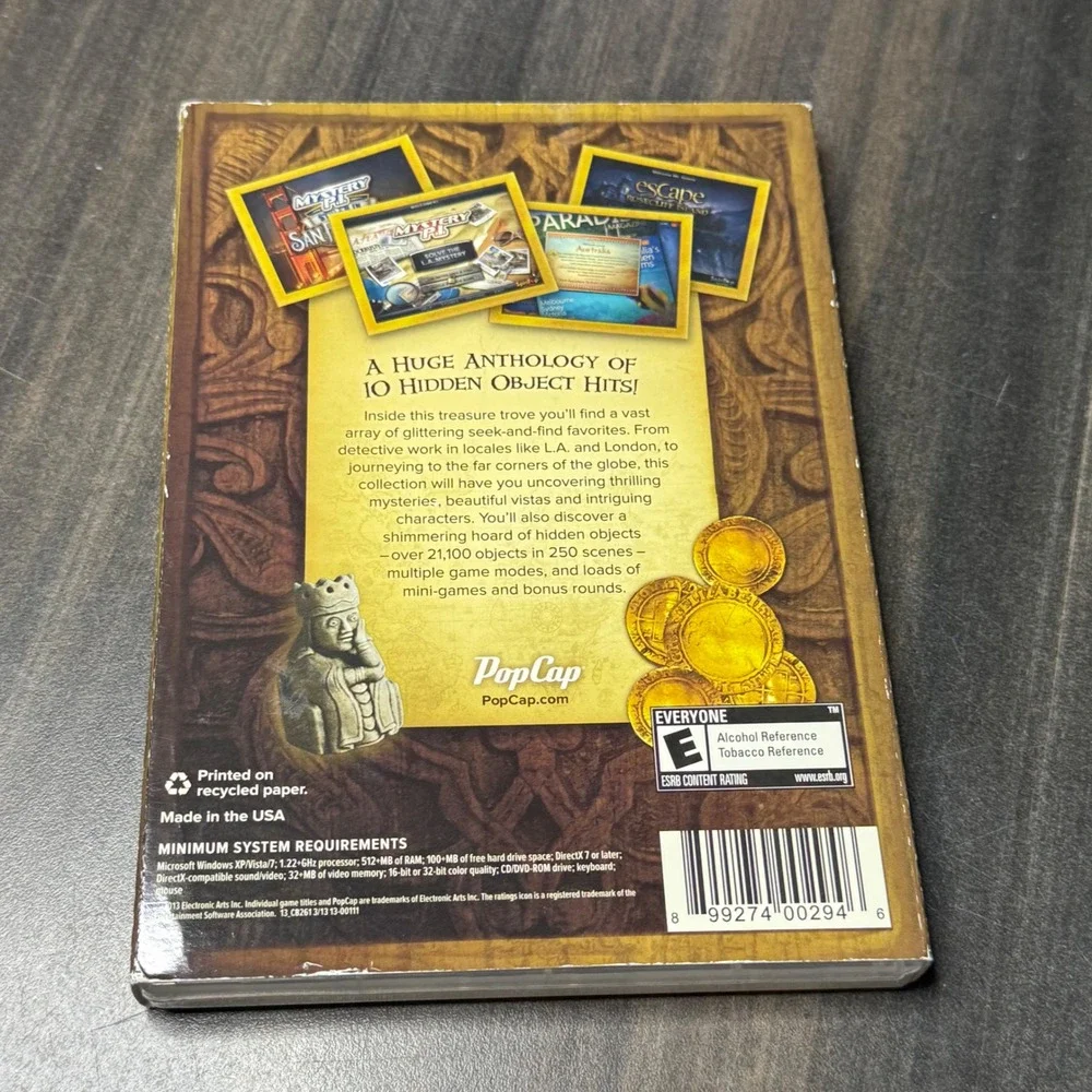Hidden Object Treasure Trove Volume 2 PC DVD-ROM 10 Games PopCap